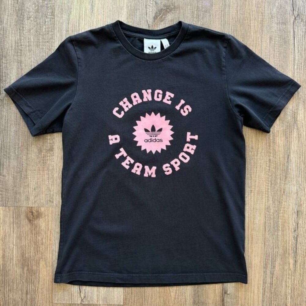 Adidas Originals Pink Black Logo T-Shirt Change‎ is a Team Sport